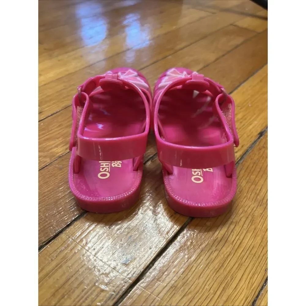 Oshkosh B’Gosh Size 8 Toddler Hot Pink Baby Girl Plastic Jelly Sandal Butterfly